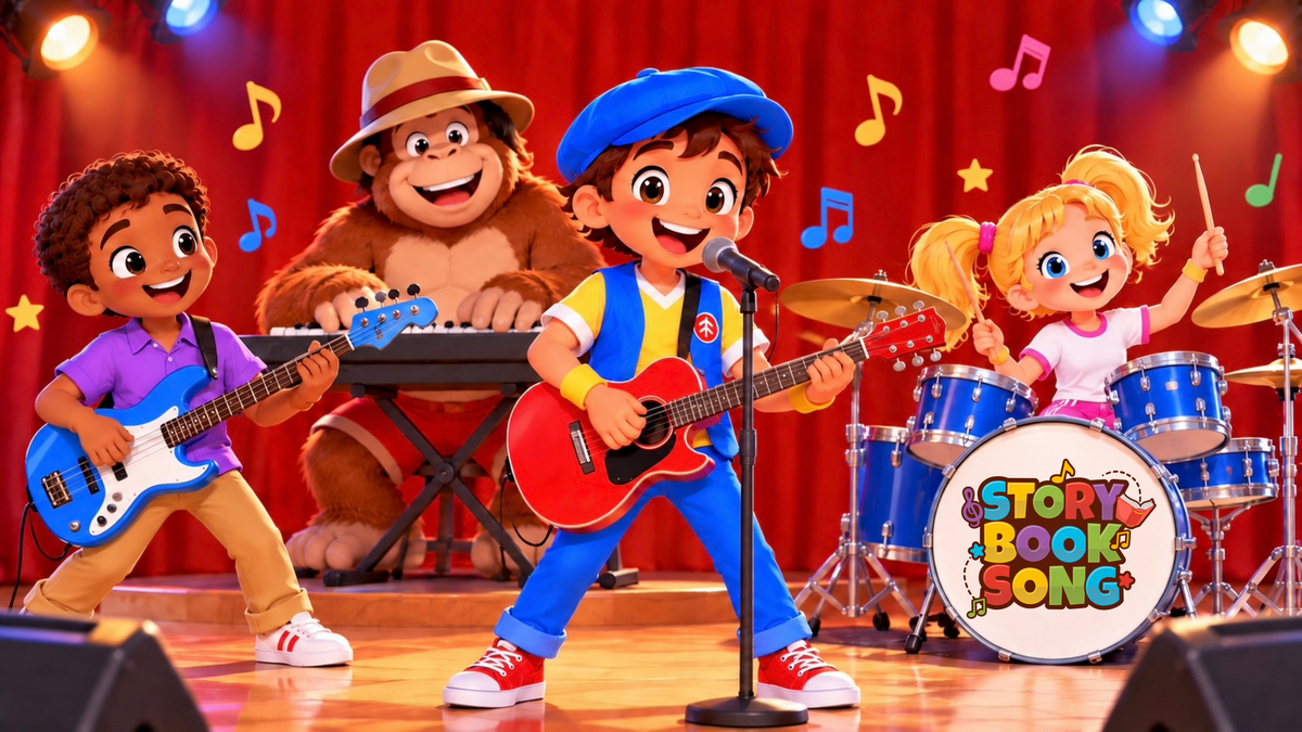 Good News Tommy performs together, with Tommy singing and playing guitar, Mary on drums, Wally on bass, and Gary Gorilla on keyboards.