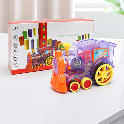 Railroad Train - Domino Train Toys Baby Toys Car Puzzle Automatic Release Licensing Electric Building Blocks Train Toy