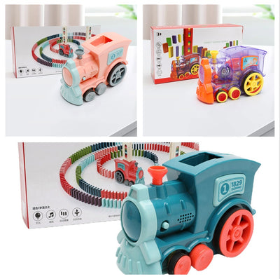 Railroad Train - Domino Train Toys Baby Toys Car Puzzle Automatic Release Licensing Electric Building Blocks Train Toy